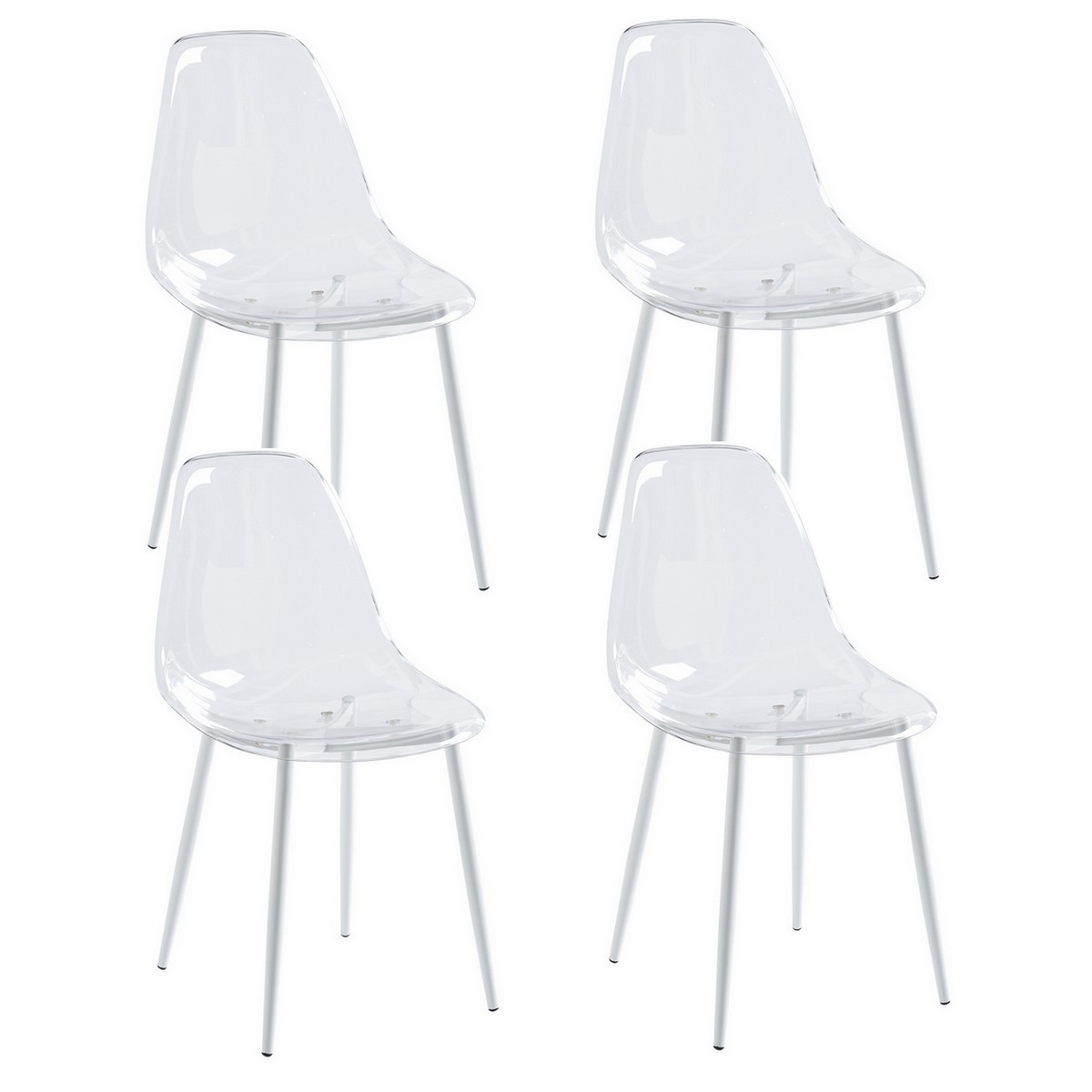 Lot de 4 chaises transparentes avec pieds en acier - CASPER transparent, MATHI DESIGN
