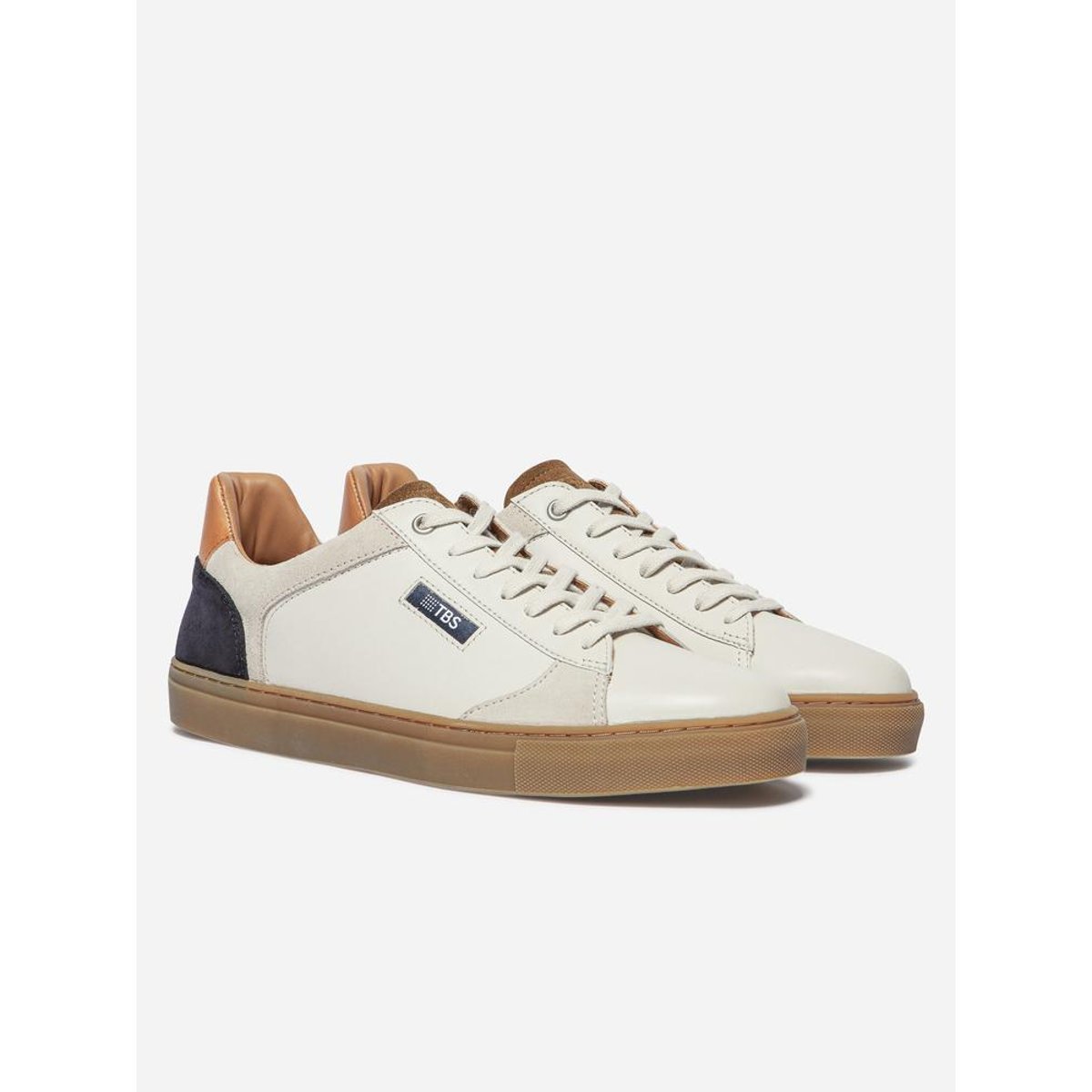 Baskets made in France MAUBERT off-white / navy / tabac, TBS