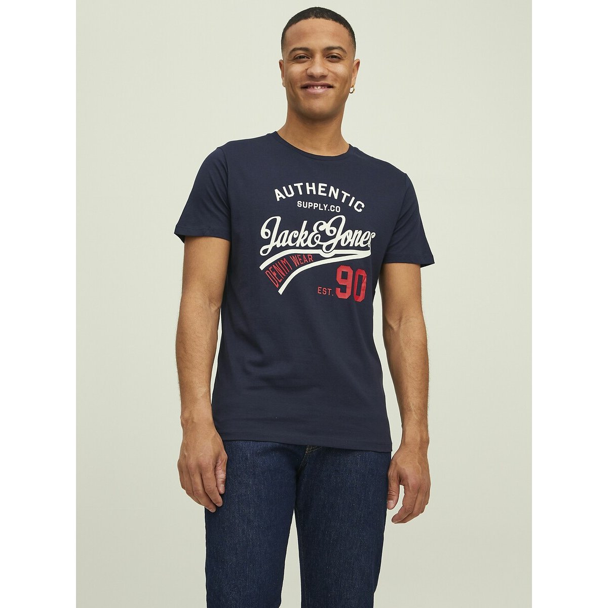 Lote de 3 camisetas negro + blanco + azul marino, JACK & JONES