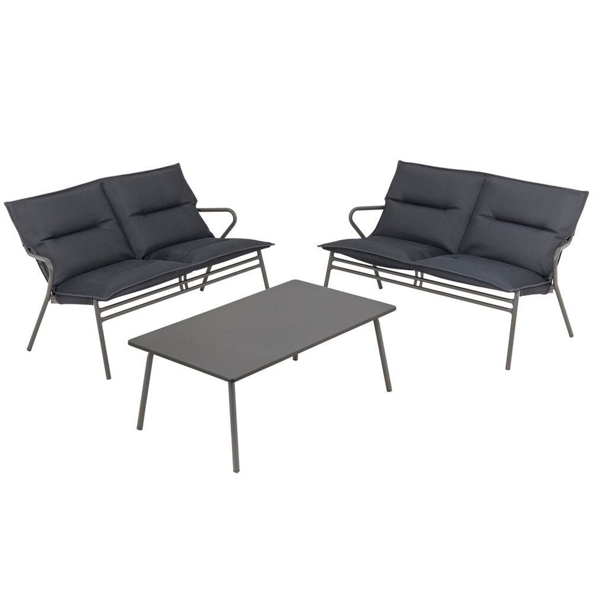 Ensemble 1 table basse rectangle et 2 banquettes - VENCE dark grey, LAFUMA MOBILIER