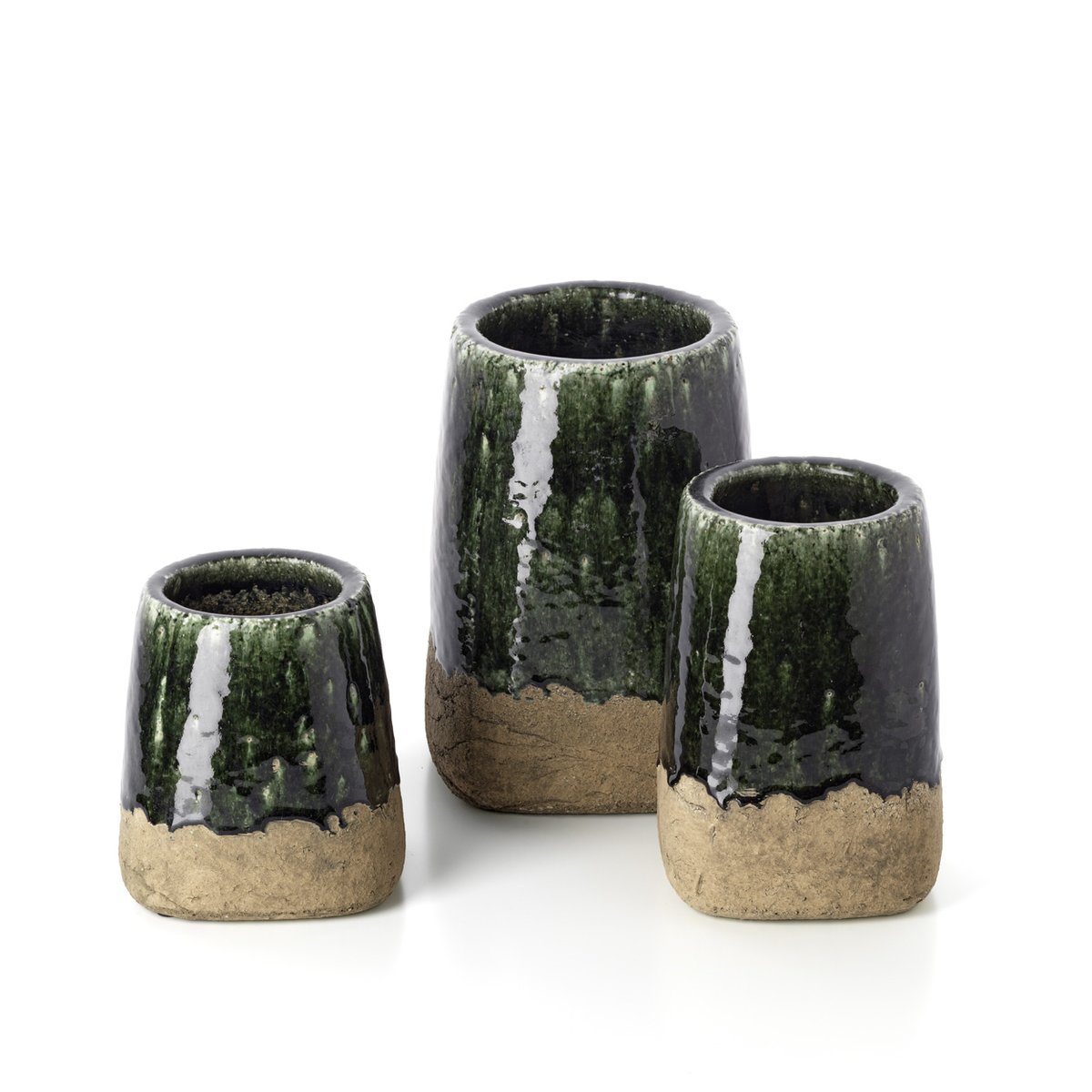 Cache-pot conique en béton MOSS vert forêt, BAZAR BIZAR