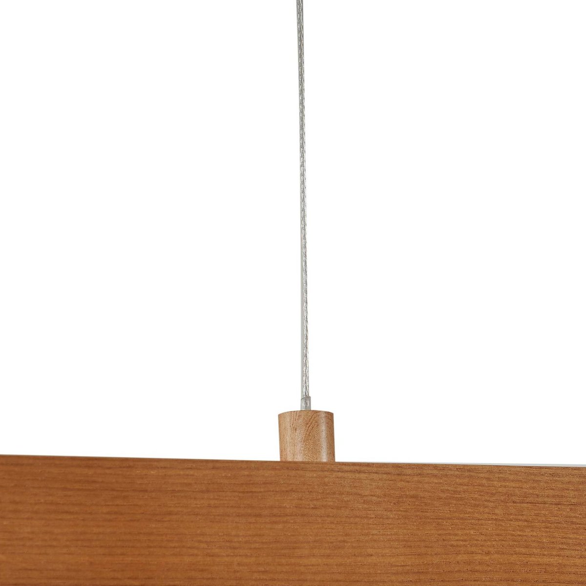 Suspension en bois moderneLED, Nihalo bois clair, blanc, LUCANDE