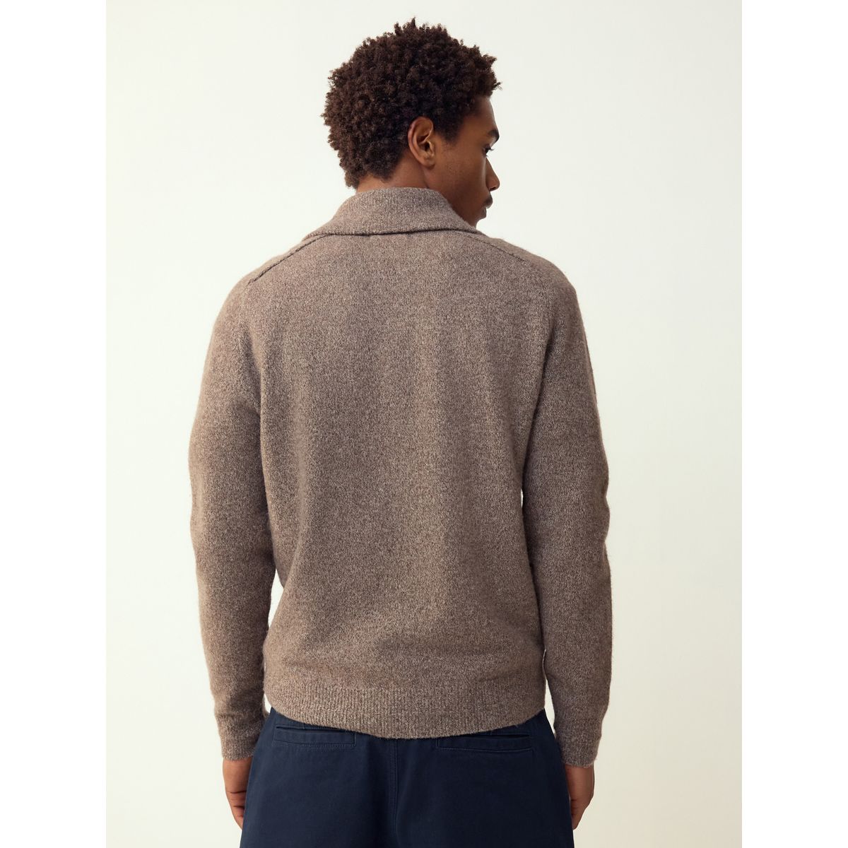 Pull regular à col zippé en laine mélangée naturel, NEXT