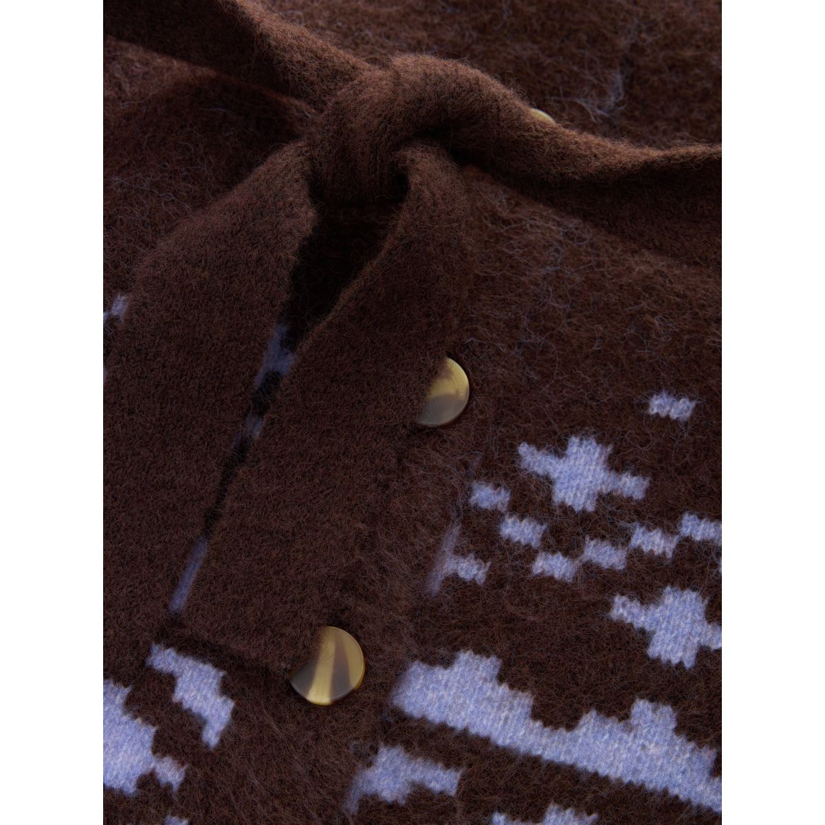 Cardigan boutonné avec ceinture motif fair isle marron chocolat/violet, NEXT