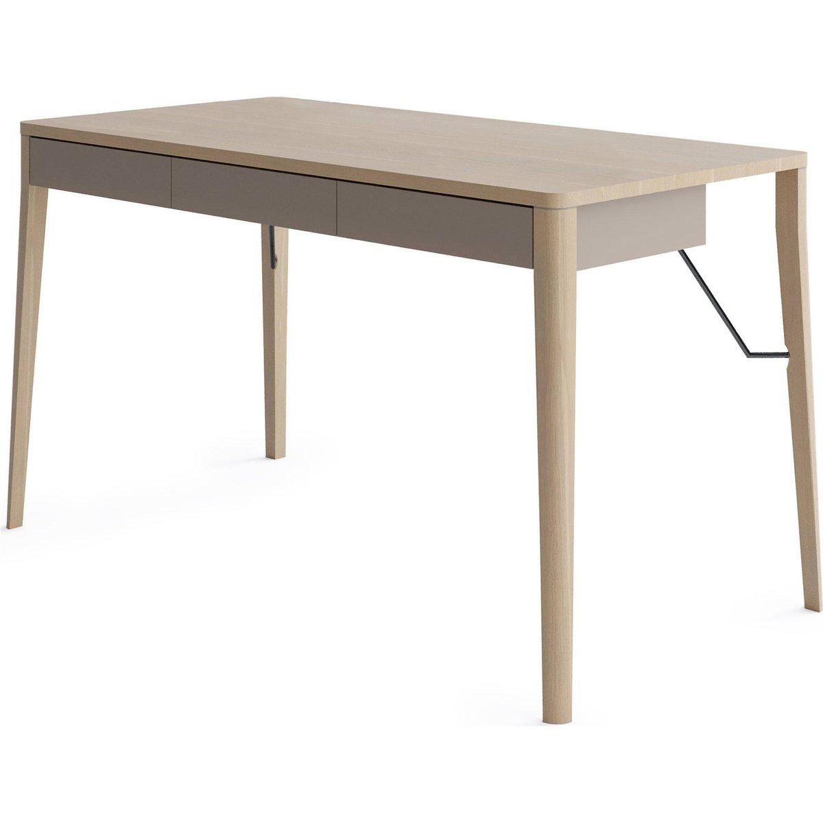 Bureau bois MATCH 3 tiroirs bois clair et beige, RECOLLECTION