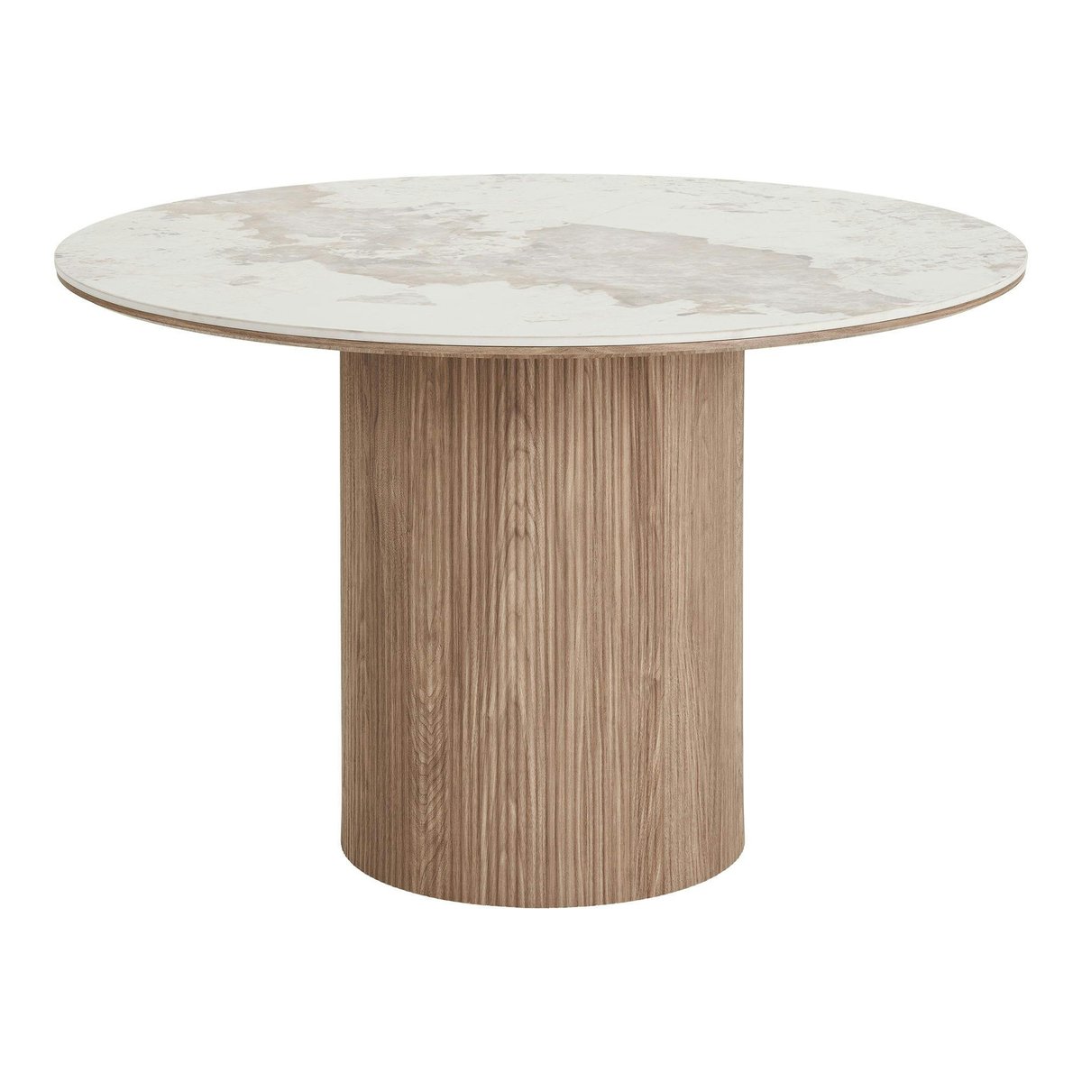 Table à manger ronde en céramique effet marbre Ø120 cm PRATO blanc, PIER IMPORT