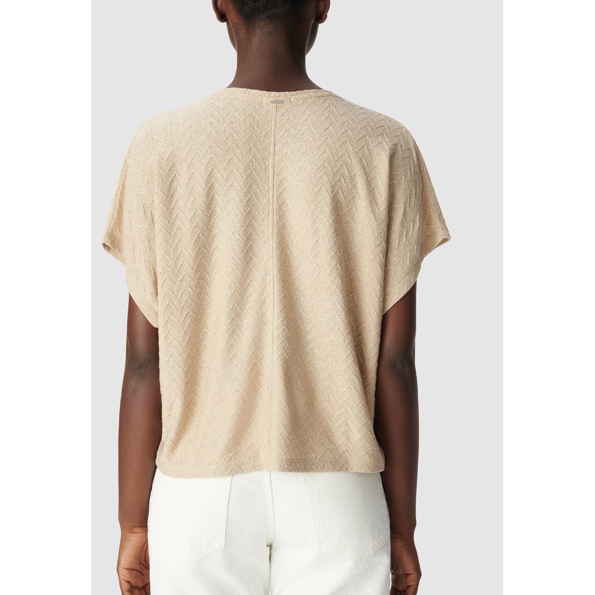 Tee-shirt loose tricot fil textile fantaisie champagne, IKKS