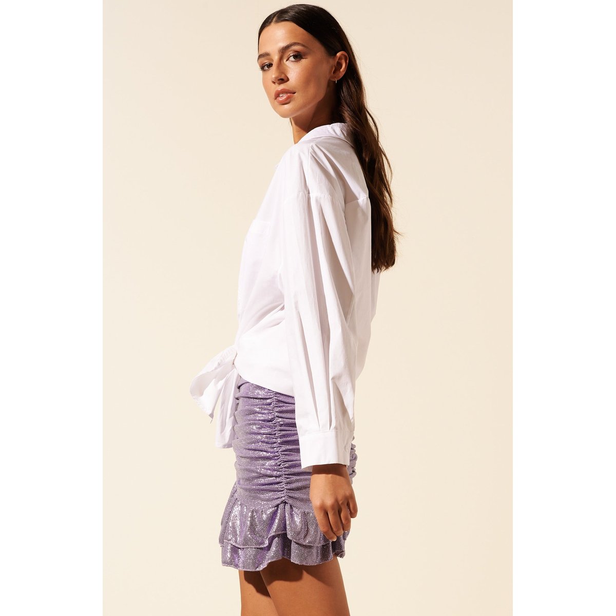Jupe mini paillettes KAILA lilas quartz, BENOA