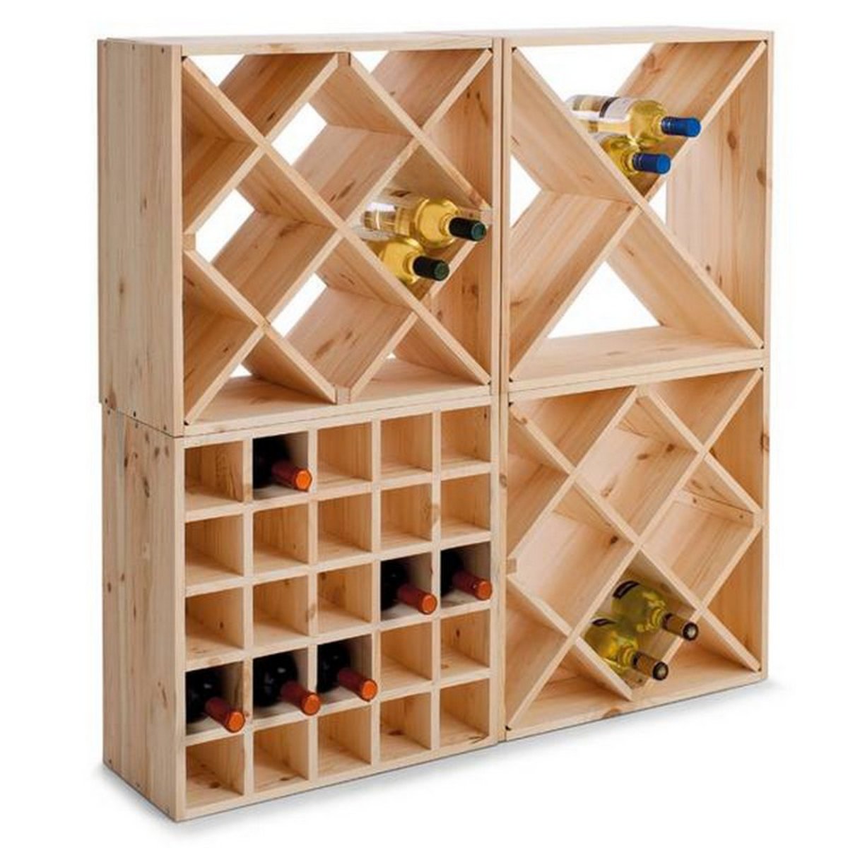 Casier à bouteilles de vin cube bois pin bois clair, ZELLER PRESENT