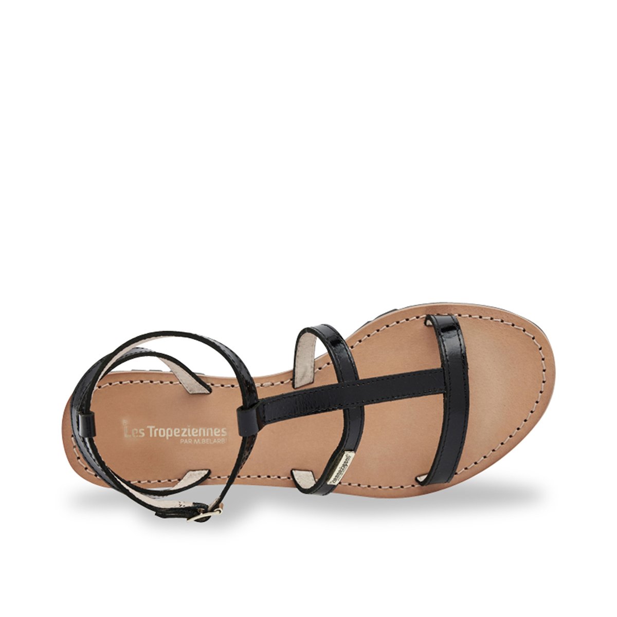 Sandales plates en cuir à semelle crantée HEXOM noir, LES TROPEZIENNES PAR M.BELARBI
