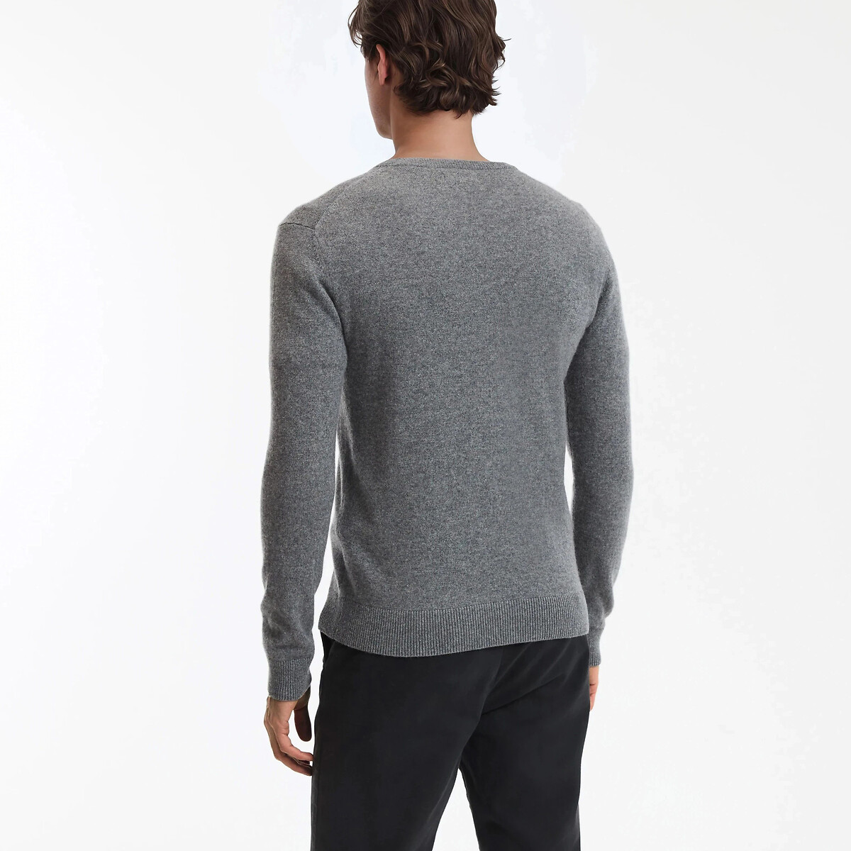 Trui in kasjmier met ronde hals mêleegrijs, LA REDOUTE COLLECTIONS