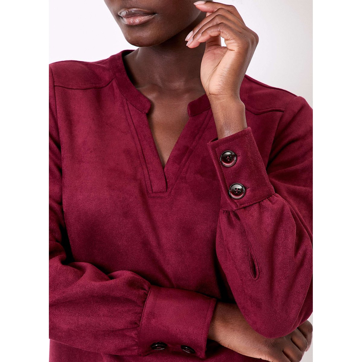 Robe droite suédine souple ANIKA rouge grenade anika, LA FIANCÉE