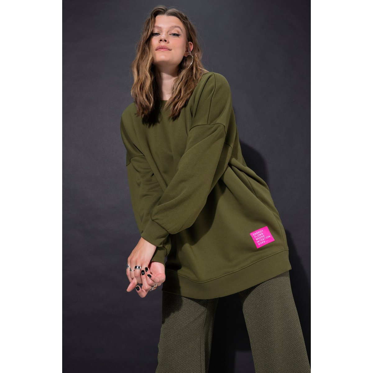 Sweat-shirt oversized avec patch à message palmiers verts, STUDIO UNTOLD