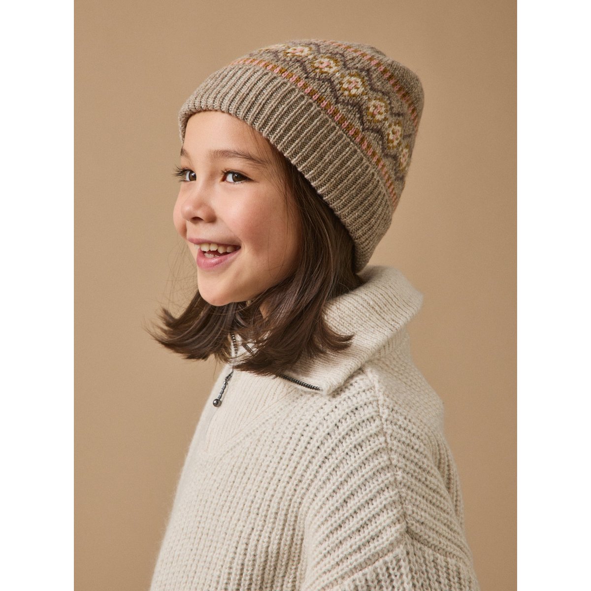Bonnet jacquard enfant taupe, CYRILLUS
