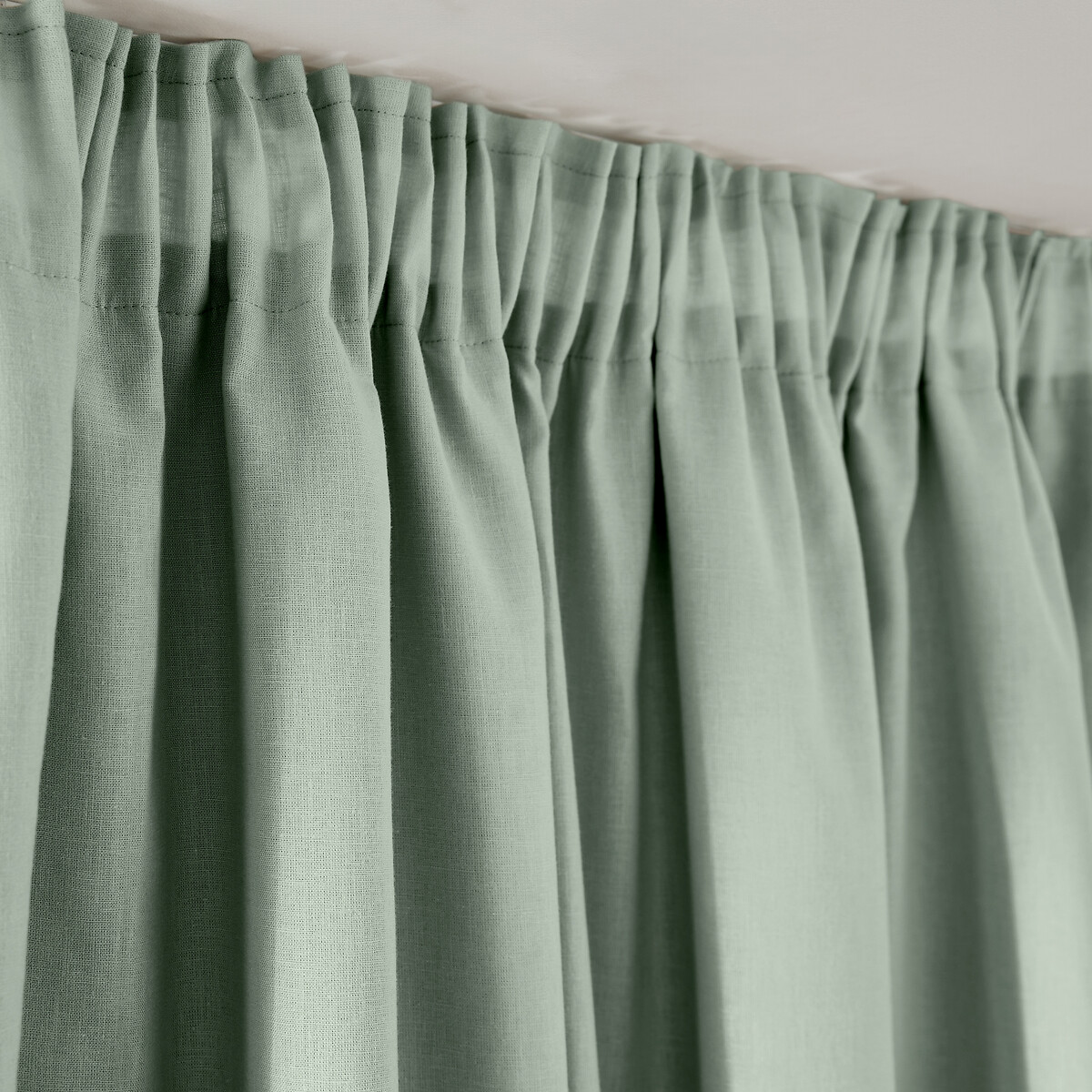 Tenda oscurante, in lino e cotone, con passamaneria arricciata ed effetto ondulato, Lincot verde, LA REDOUTE INTERIEURS