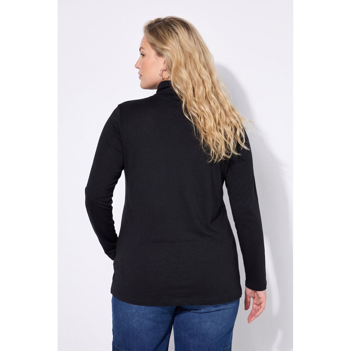 Pull col roulé, coupe classique noir, ULLA POPKEN