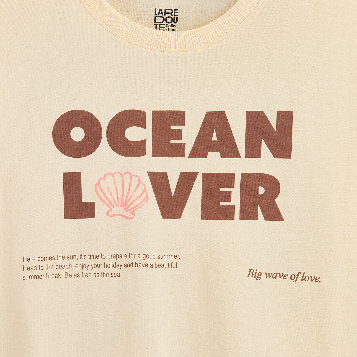 T-shirt col rond à manches courtes avec message imprimé devant jaune, LA REDOUTE COLLECTIONS