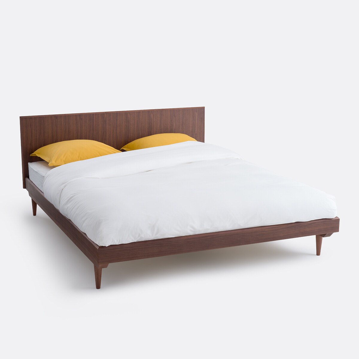Bett + Bettkasten aus Walnussholz und Walnussfurnier, QUILDA nussholz, LA REDOUTE INTERIEURS