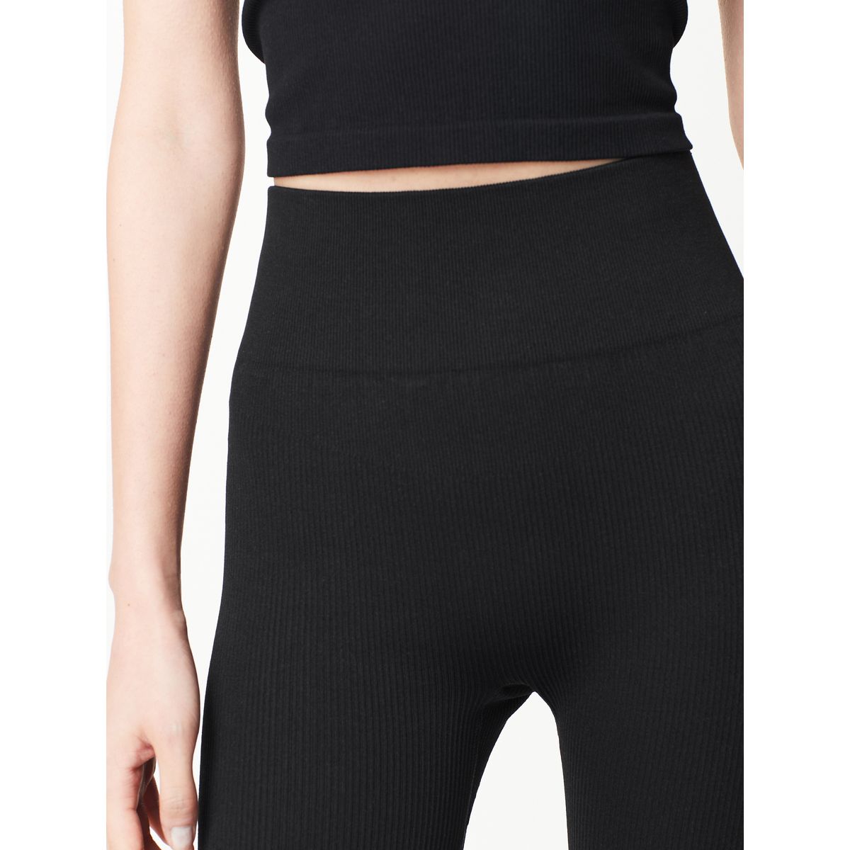 Short cycliste côtelé à taille haute noir, NEXT