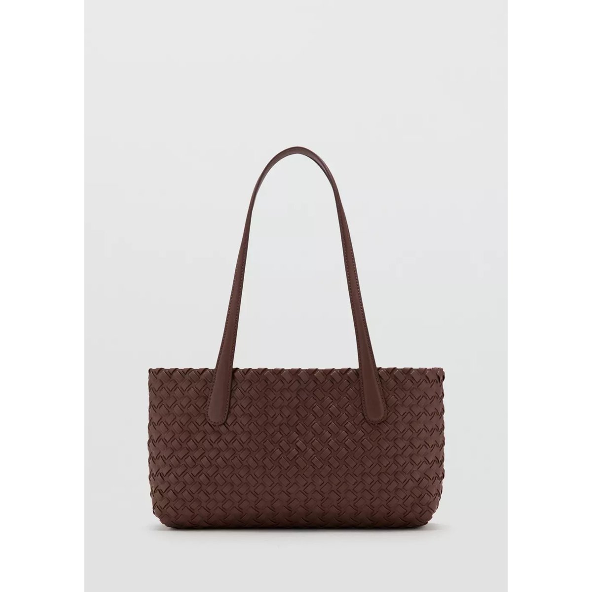 Sac tote tressé marron, MANGO