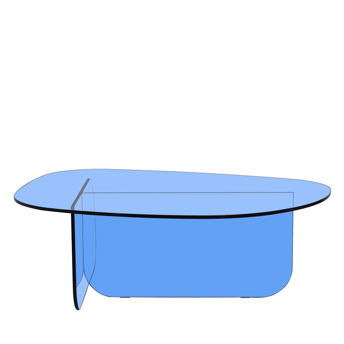 Table basse organique en verre L100cm- TILA bleu, DRAWER