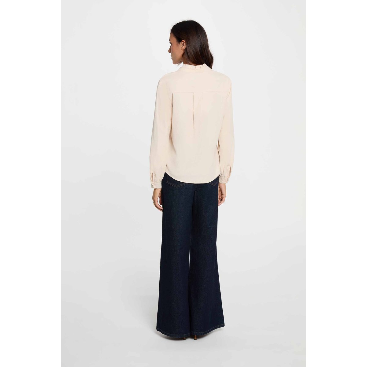 Chemise velours manches longues ivoire, MORGAN