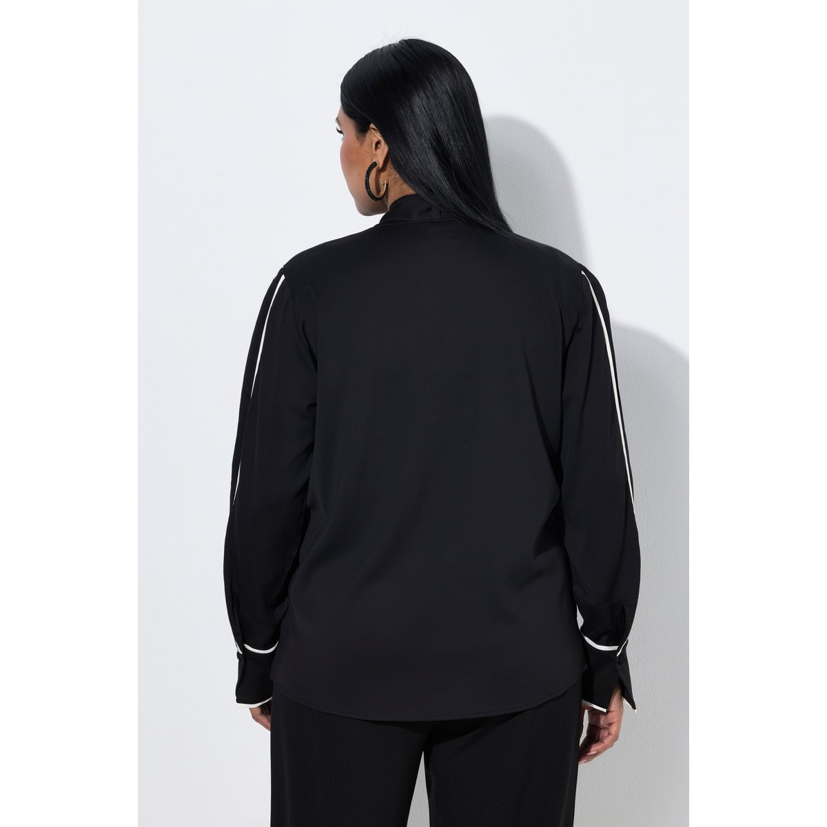 Blouse avec lavallière amovible noir, ULLA POPKEN
