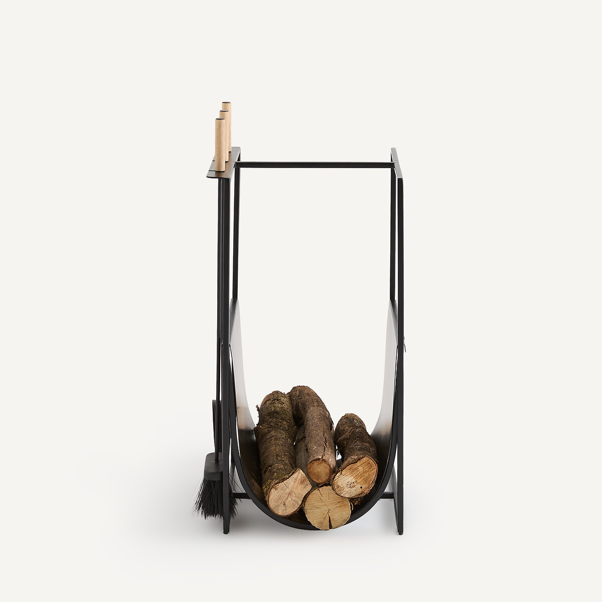 Organizador para chimenea, soporte para leña, de hierro mate, LILA negro, AM.PM