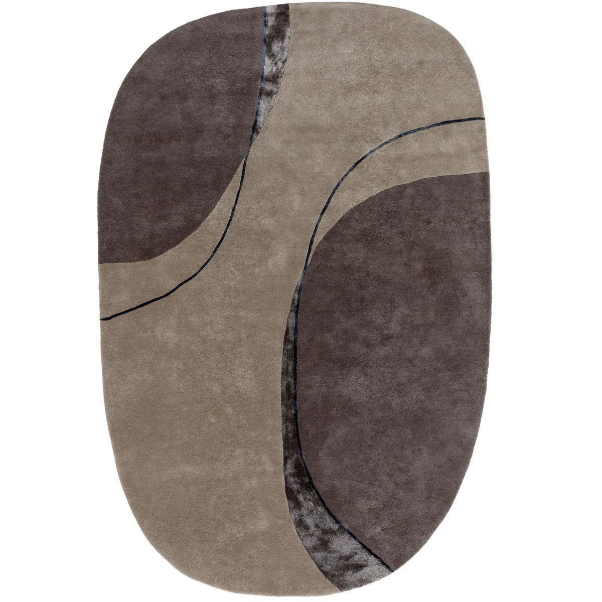 Tapis de laine tufté main SHAPE taupe, BENUTA