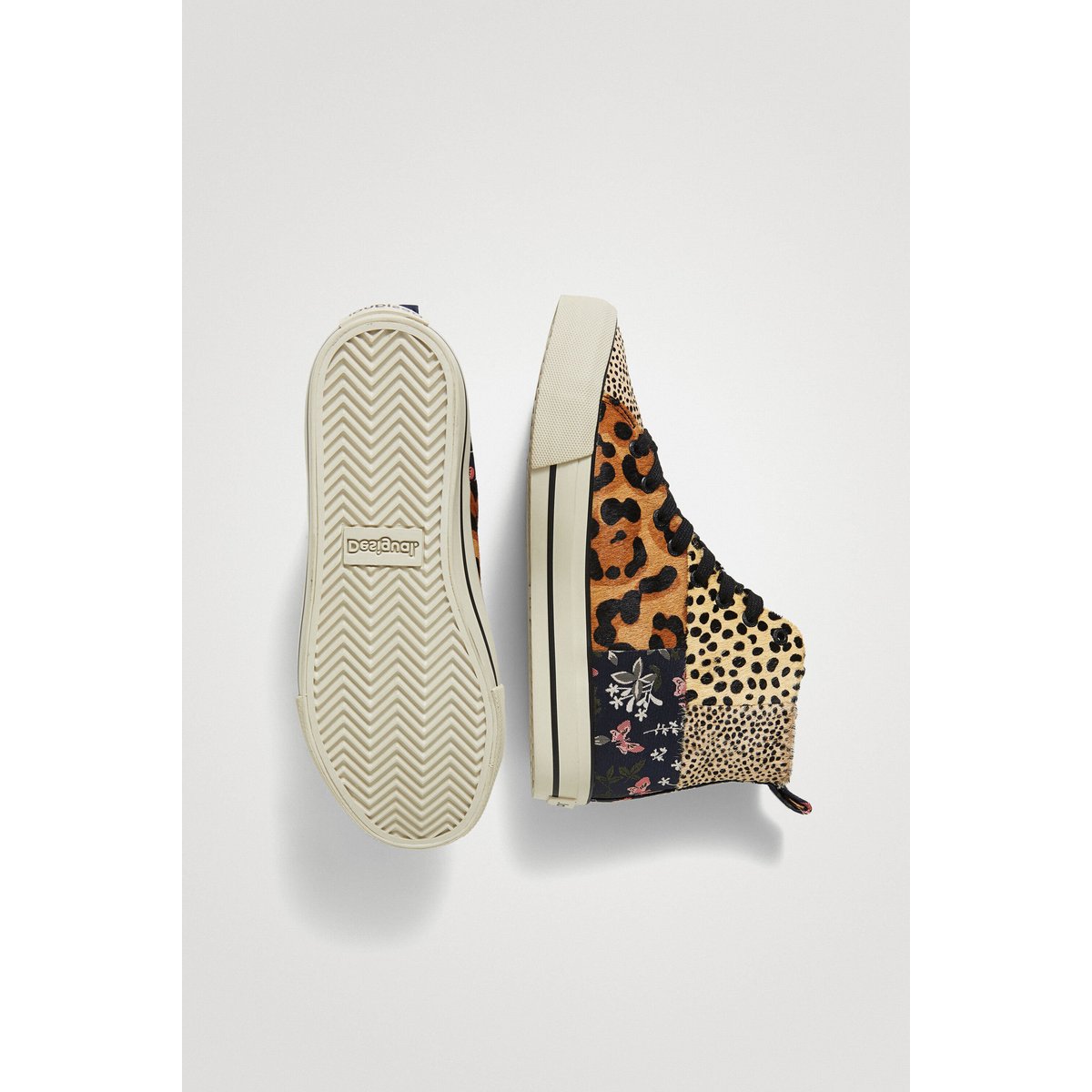 Sneakers Montantes Patch En Cuir marron, DESIGUAL