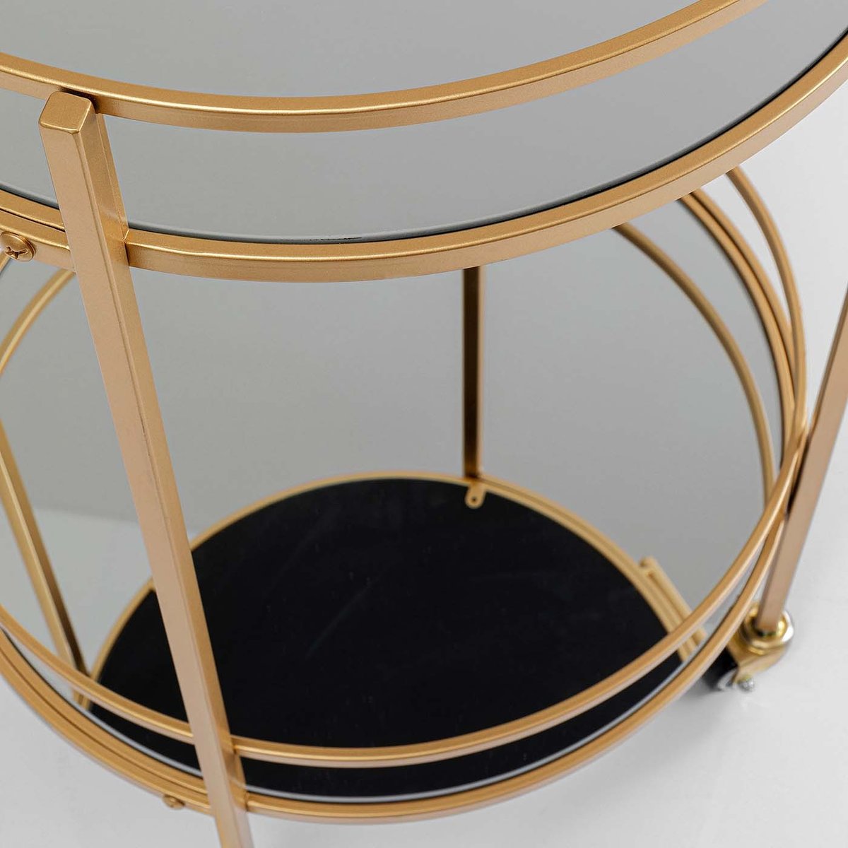 Desserte en verre miroir et acier, EMILIA or, KARE DESIGN
