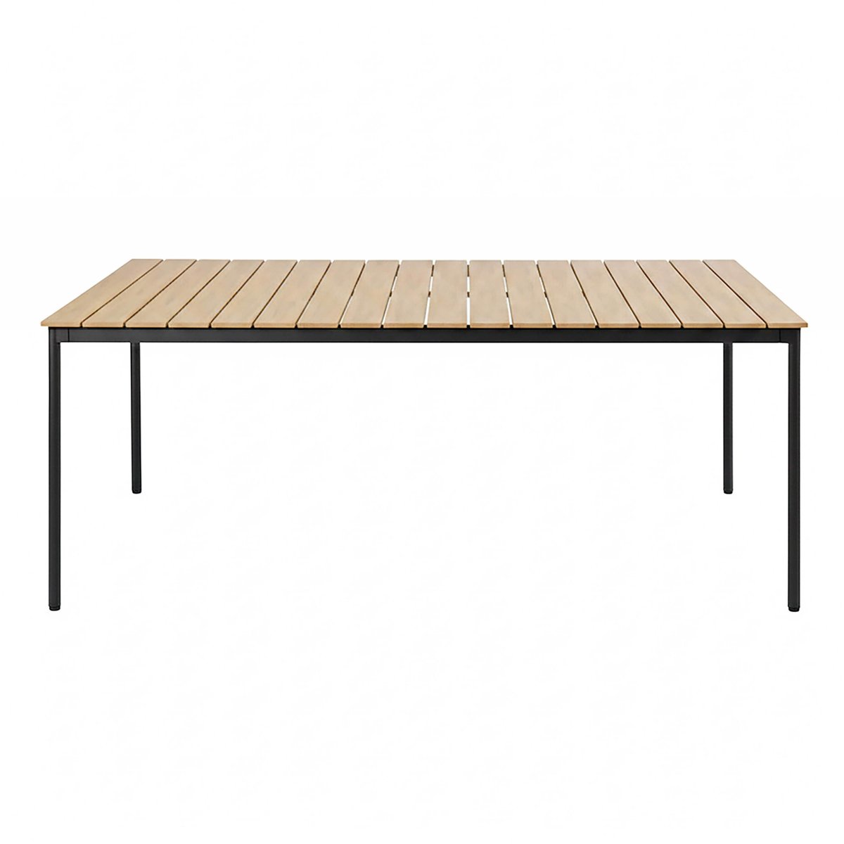 Table de jardin effet bois en métal et bois synthétique 8 personnes 180x90 cm, BOGOTA gris anthracite, OVIALA