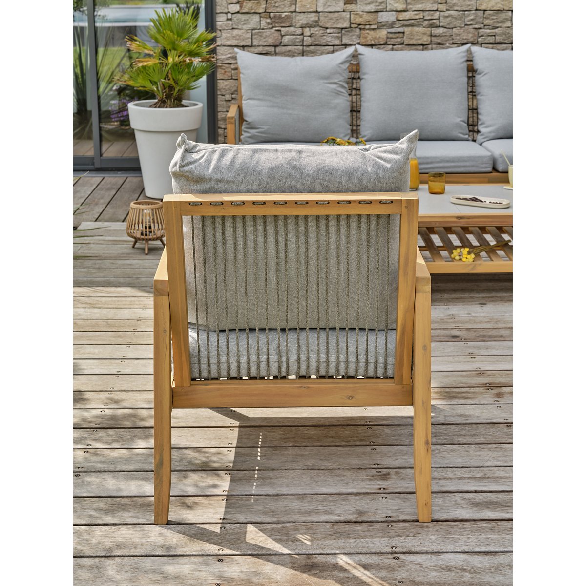Salon de jardin bas 5 places FUNA marron, REMARQUABLE