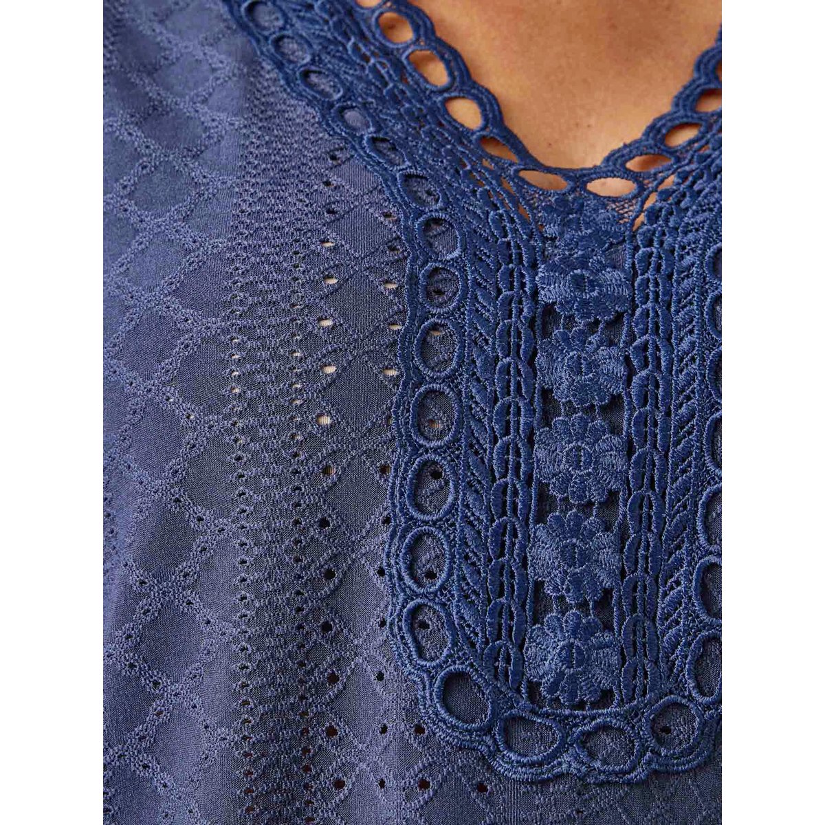 Tee-shirt manches courtes avec macramé marine, DAXON