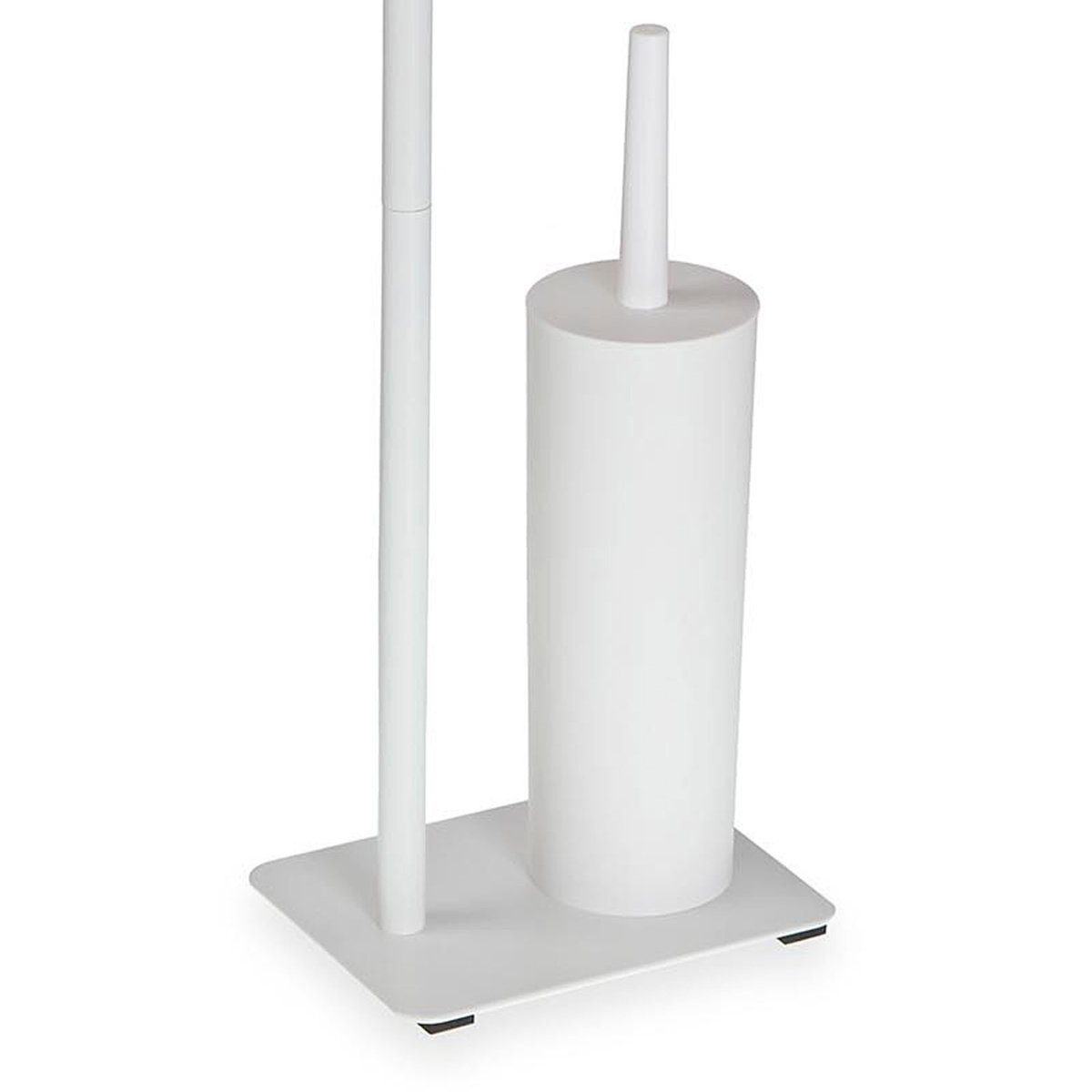 Dérouleur papier WC et brosse avec tablette en métal blanc 20x15x75cm blanc, VERSA