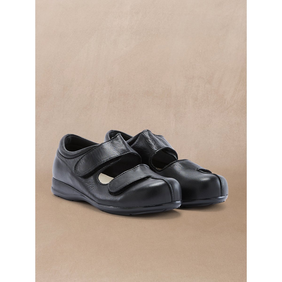 Derbies cuir pour pieds ultra-sensibles noir, PEDICONFORT