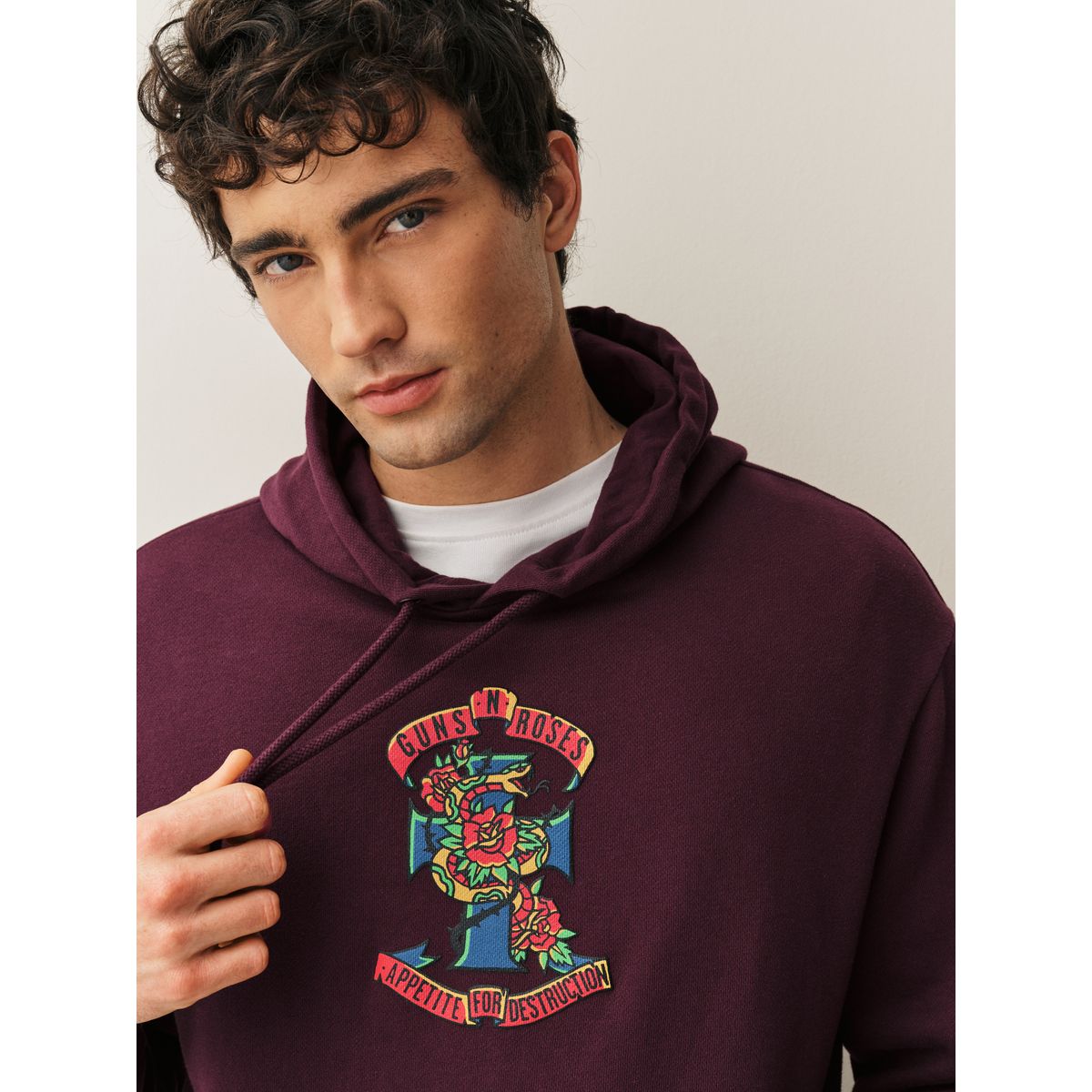 Sweat à capuche imprimé guns n roses rouge bordeaux, NEXT