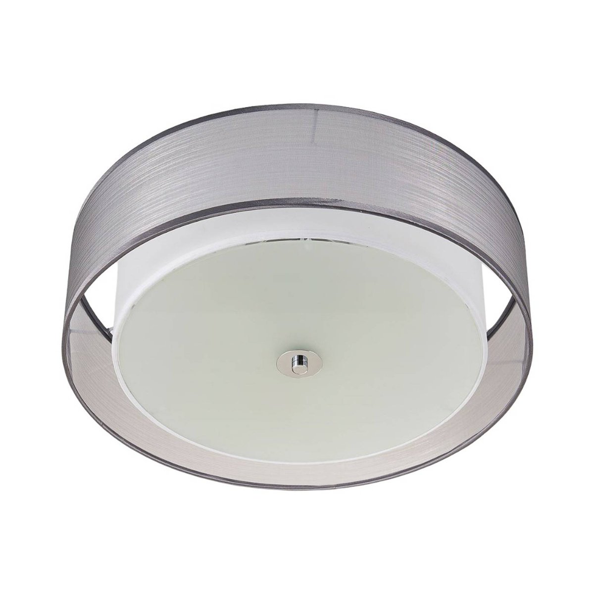 Plafonnier en textile moderne, Tobia gris, blanc, chrome, LINDBY