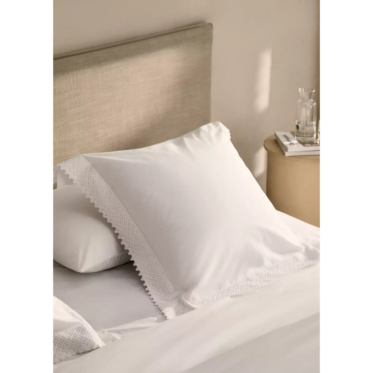 Housse de couette détail dentelle lit 90 cm blanc, MANGO HOME