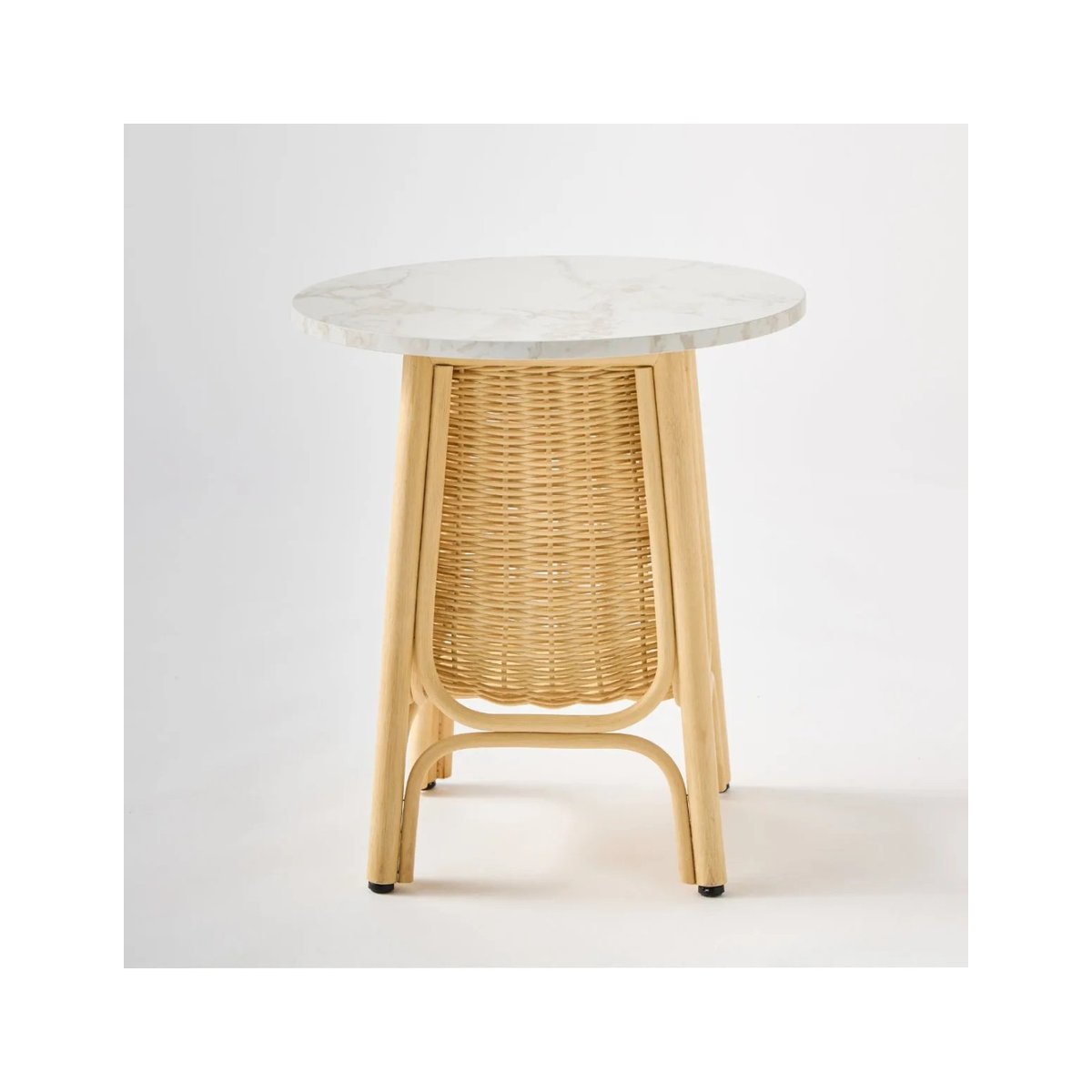 Table basse rotin CORRIDOR Dia 50 cm plateau blanc blanc, KOK