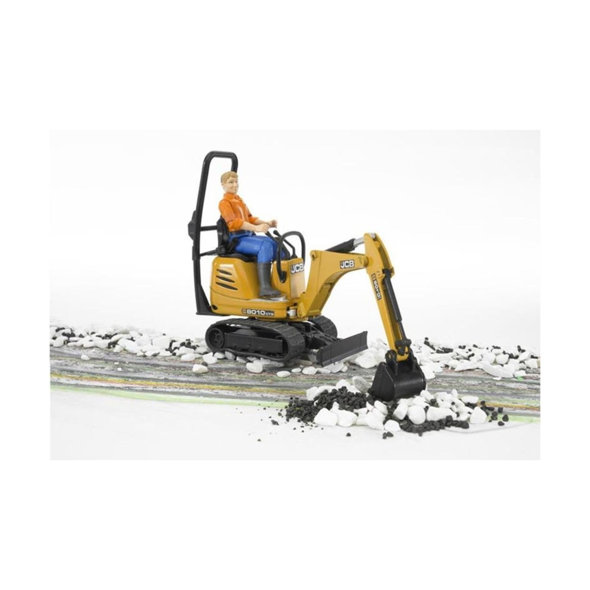 JCB - Micro Pelle 8010 CTS et ouvrier de la construction v002238, BRUDER