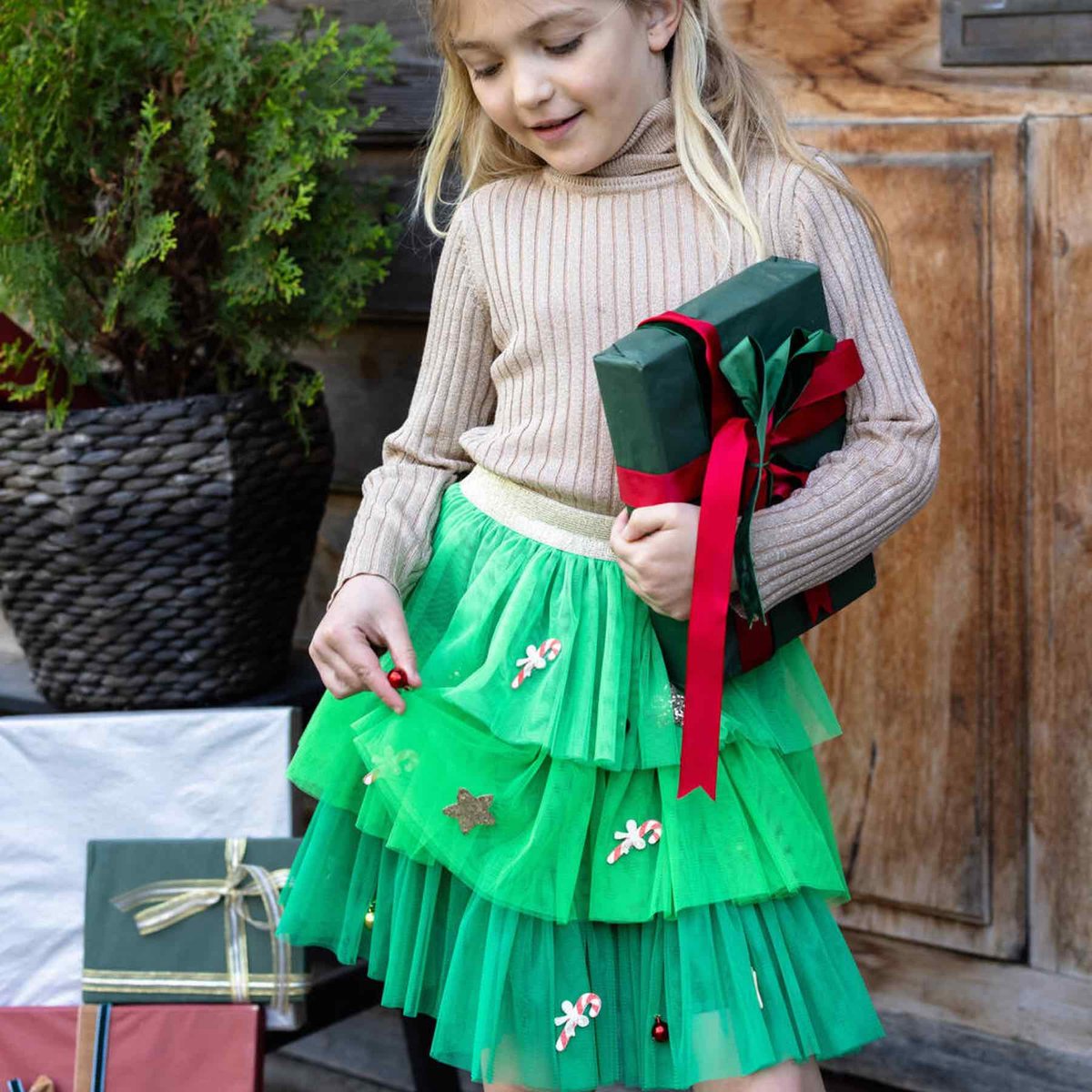 Déguisement enfant jupe tutu noël vert, GREAT PRETENDERS