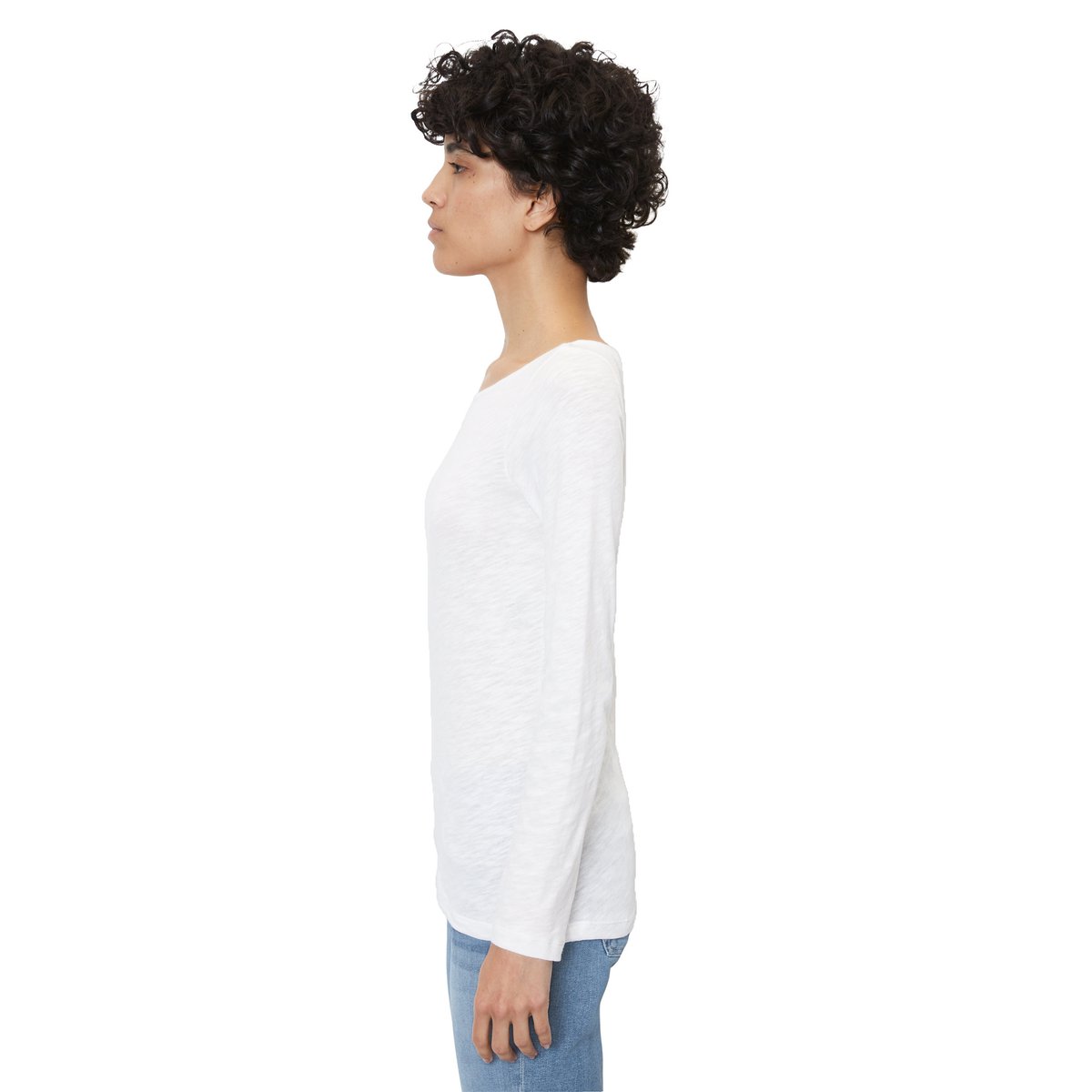 T-shirt long régulier en coton biologique blanc, MARC O'POLO