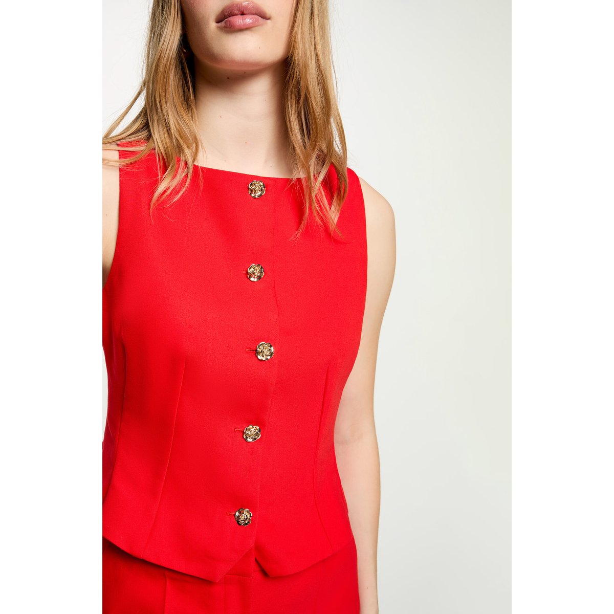 Gilet sans manches rouge vif, MORGAN