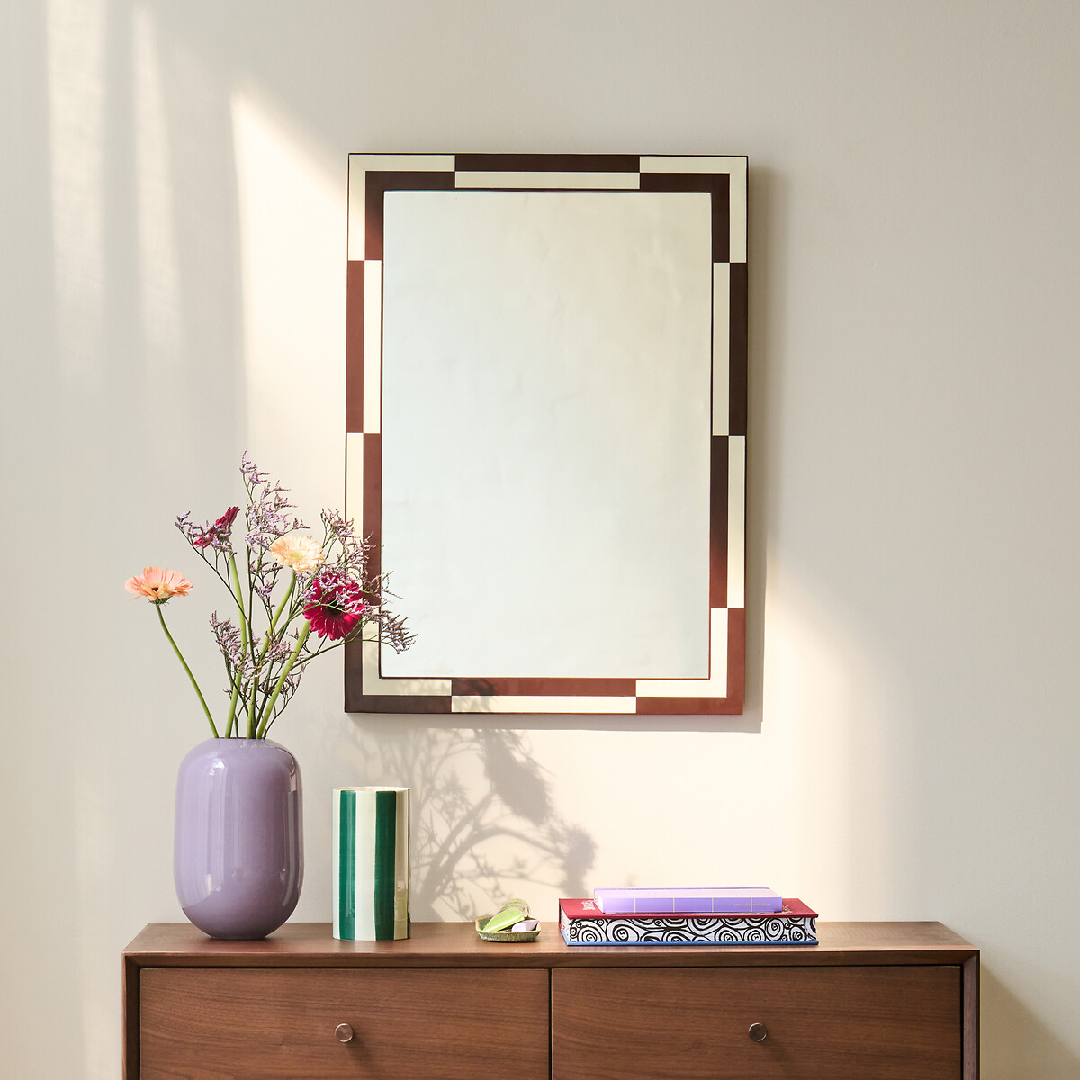 Miroir rectangulaire, 50 x 70 cm, LOUMIA bordeaux/blanc, LA REDOUTE INTERIEURS