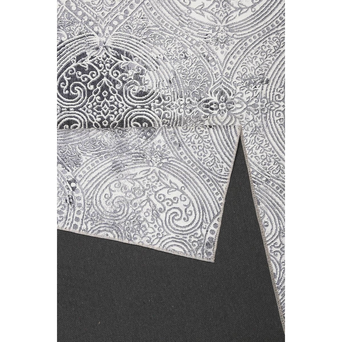 Tapis plat motif cachemire ,  GRACE gris, WECON HOME