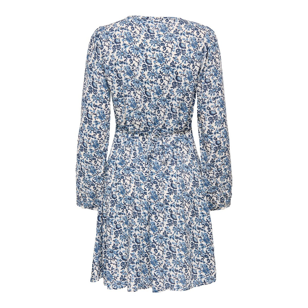 Robe courte imprimée manches longues imprimé bleu, ONLY