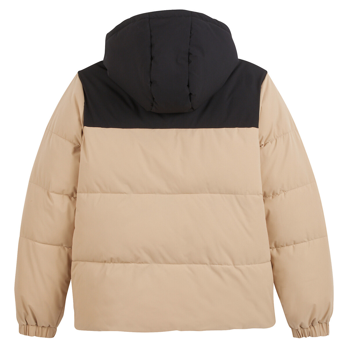 Warm Hooded Padded Jacket black/beige, LA REDOUTE COLLECTIONS