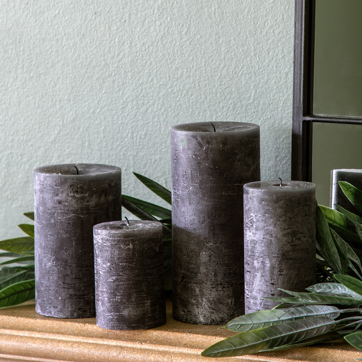 Pack of 2 10cm Pillar Candle Rustic Slate grey, ÉDITÉ