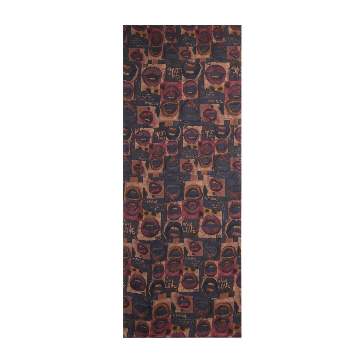 Foulard rectangle bouches marron, DESIGUAL